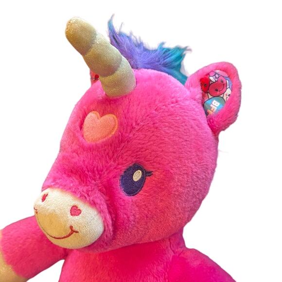 BUILD A BEAR Candy Hearts Pink Valentine Unicorn 19" Stuffed Plush Rainbow hair - Picture 4 of 11